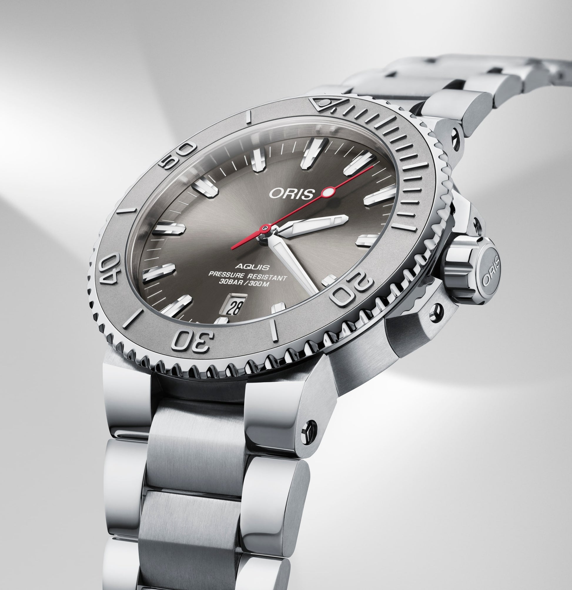 Oris Aquis Date Relief Stainless Steel Diver Watch, Grey Dial, 43.5mm Automatic