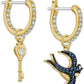 Swarovski Bird Key Mismatch Hoop Earrings