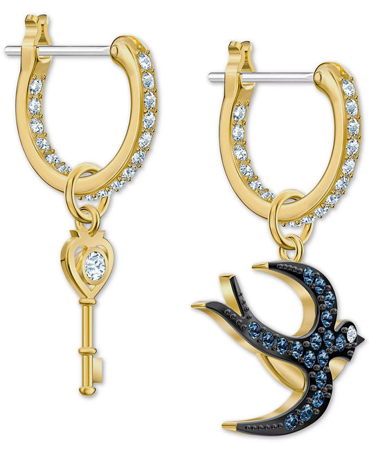 Swarovski Bird Key Mismatch Hoop Earrings