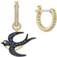 Swarovski Bird Key Mismatch Hoop Earrings