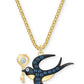 Swarovski Gold-Tone Crystal Bird Key Pendant Necklace, Adjustable Chain, 14-Inch Length