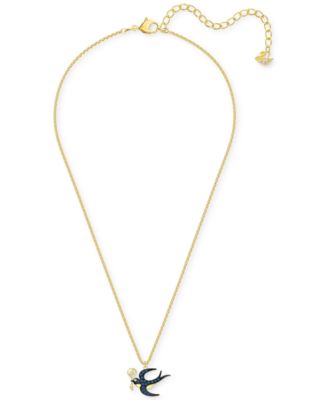 Swarovski Gold-Tone Crystal Bird Key Pendant Necklace, Adjustable Chain, 14-Inch Length