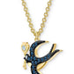 Swarovski Gold-Tone Crystal Bird Key Pendant Necklace, Adjustable Chain, 14-Inch Length