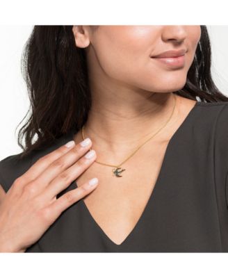 Swarovski Gold-Tone Crystal Bird Key Pendant Necklace, Adjustable Chain, 14-Inch Length