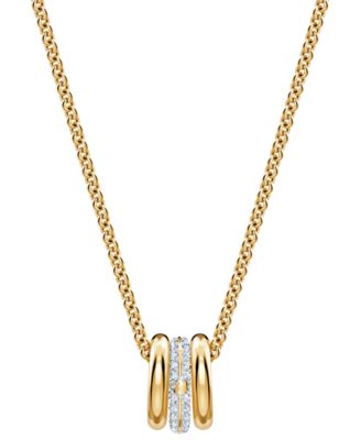 Swarovski Two-Tone Crystal Triple Interlocking Ring Pendant Necklace with Extender