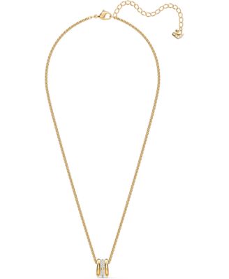 Swarovski Two-Tone Crystal Triple Interlocking Ring Pendant Necklace with Extender