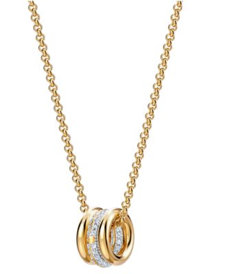 Swarovski Two-Tone Crystal Triple Interlocking Ring Pendant Necklace with Extender
