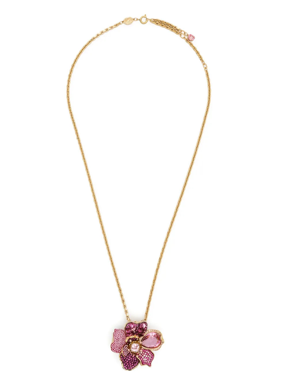Swarovski Florere Pavé Crystal Flower Necklace - Gold-Tone, Adjustable Chain