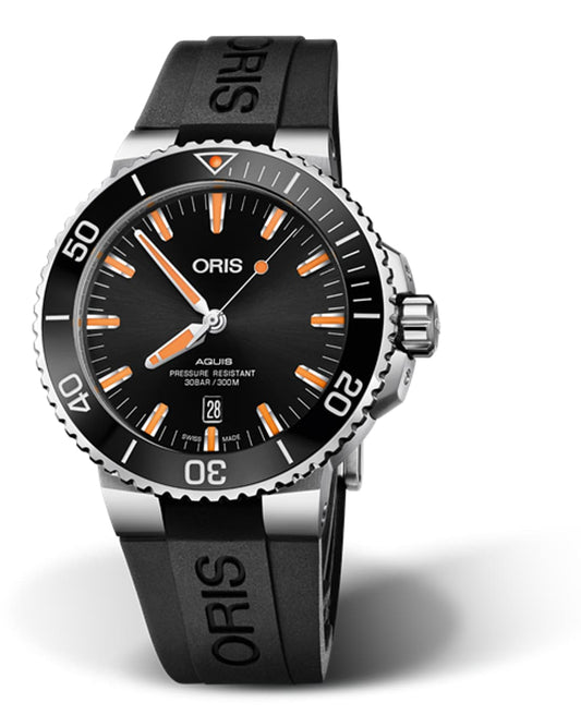 Oris Aquis Date Automatic Diver Watch, Stainless Steel, Black Ceramic Bezel, Rubber Strap