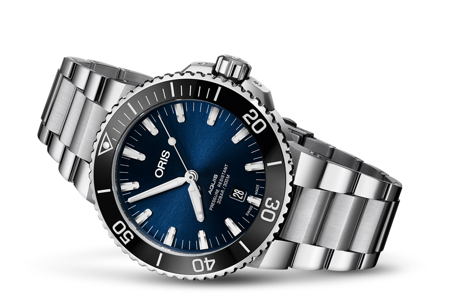 Oris Aquis Date Automatic Blue Dial Dive Watch Stainless Steel Bracelet