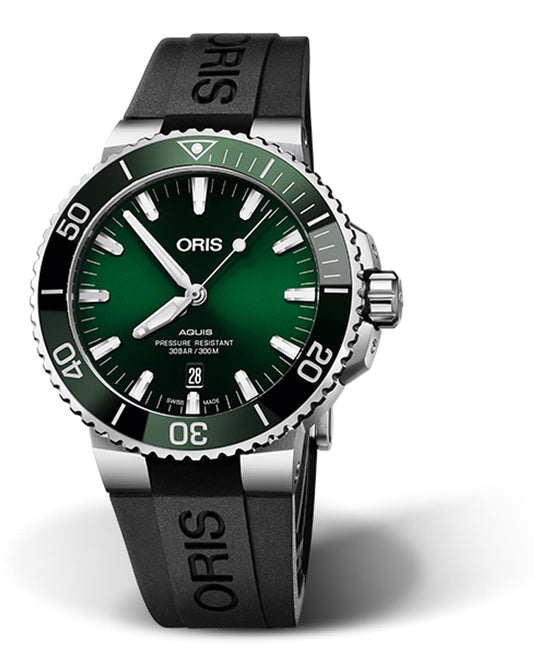 Oris Aquis Date 43.5mm Stainless Steel Automatic Dive Watch Green Dial