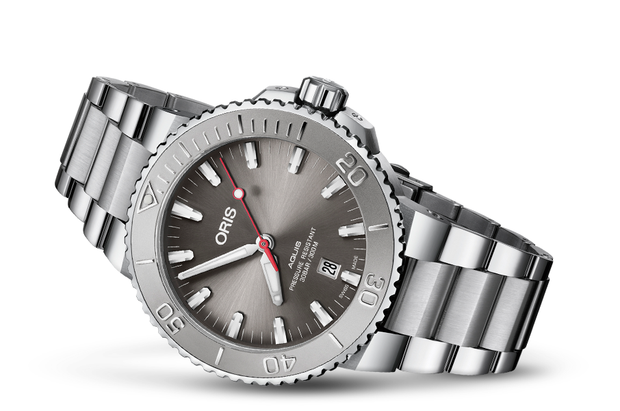 Oris Aquis Date Relief Stainless Steel Diver Watch, Grey Dial, 43.5mm Automatic