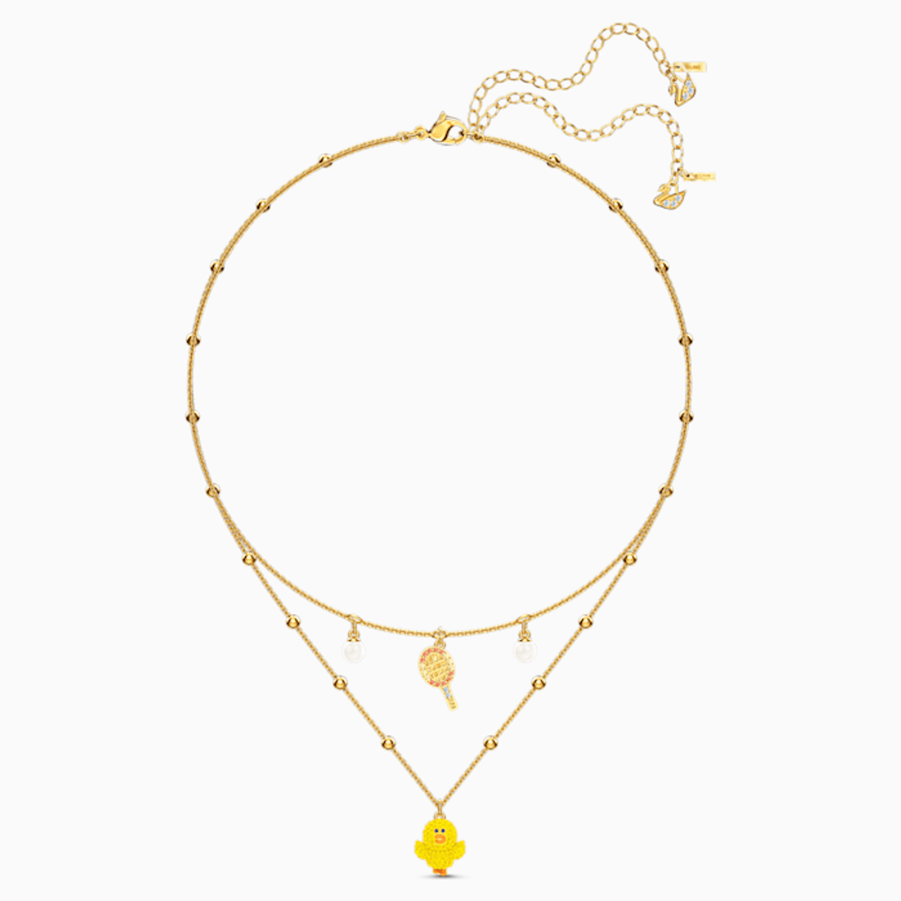 Swarovski Crystal Line Friends Tennis Layered Necklace, Gold-Tone Plated, Elegant Accessory
