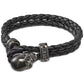 Swarovski Hematite-Tone Skull Woven Black Leather Bracelet