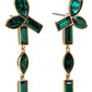 Swarovski Bamboo-Inspired Green Crystal Drop Earrings - Elegant Gold-Plated Style