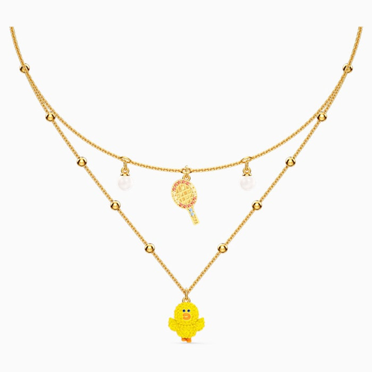 Swarovski Crystal Line Friends Tennis Layered Necklace, Gold-Tone Plated, Elegant Accessory