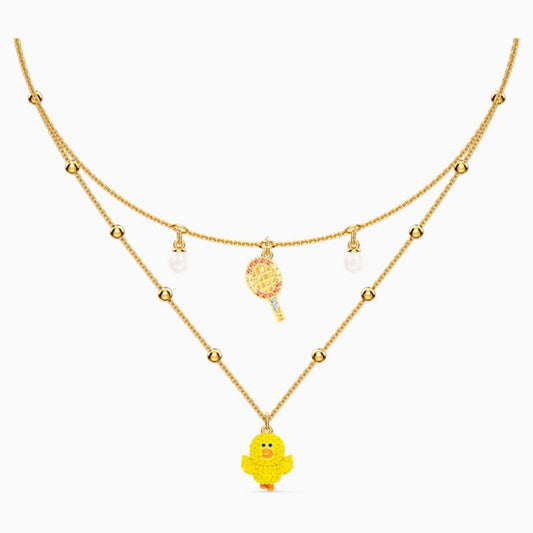 Swarovski Crystal Line Friends Tennis Layered Necklace, Gold-Tone Plated, Elegant Accessory