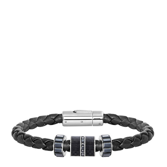 Swarovski Black Braided Leather Bracelet with Crystal Accents, Model 5159648