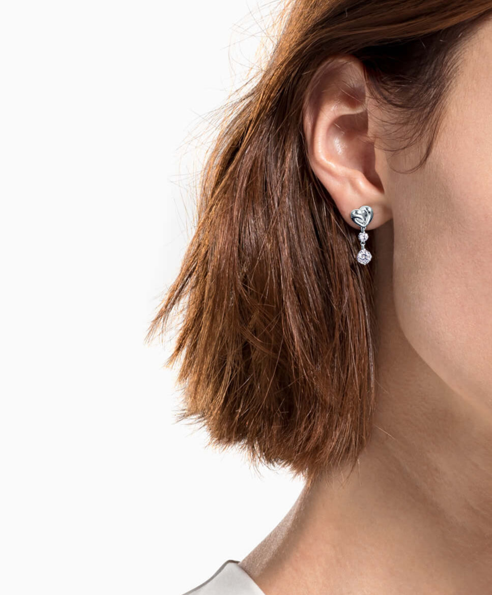 SWAROVSKI Lifelong Heart Transparent Rhodium-Plated Crystal Premium Earrings
