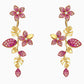 Gold‑Tone Plated Pink Tropical Flower Swarovski Pierced Earrings