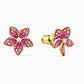 Gold‑Tone Plated Pink Tropical Flower Swarovski Pierced Earrings