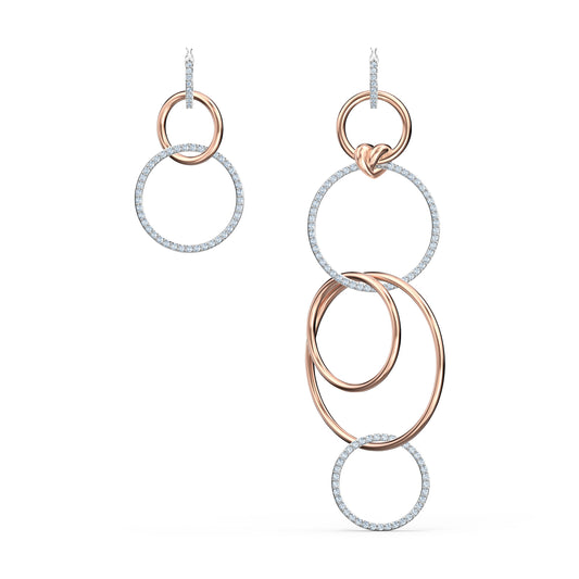 Elegant Swarovski Lifelong Heart Transparent Rhodium-Plated Crystal Earrings