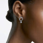 Elegant Constella Rhodium-Plated Hoop Earrings with Dazzling Round White Crystals