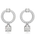Elegant Constella Rhodium-Plated Hoop Earrings with Dazzling Round White Crystals
