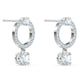 Elegant Constella Rhodium-Plated Hoop Earrings with Dazzling Round White Crystals