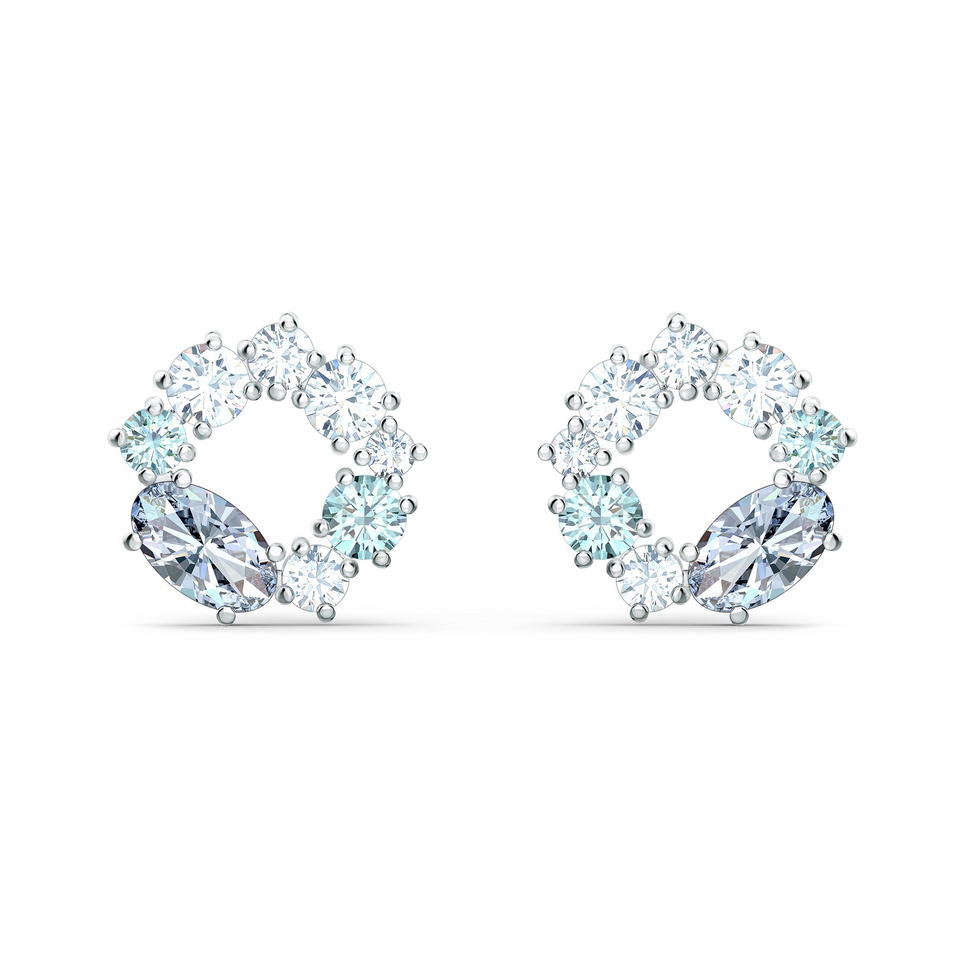 Swarovski Attract Lightblue Circle Stud Earrings 1cm Rhodium-Plated