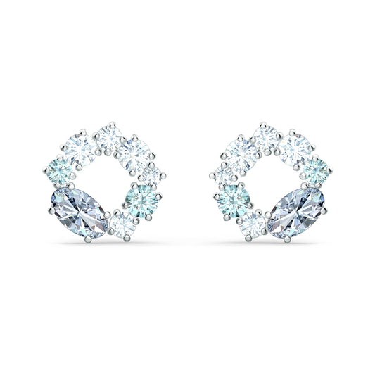 Swarovski Attract Lightblue Circle Stud Earrings 1cm Rhodium-Plated