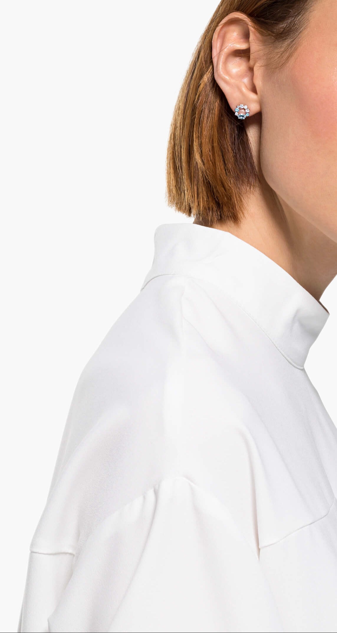 Swarovski Attract Lightblue Circle Stud Earrings 1cm Rhodium-Plated