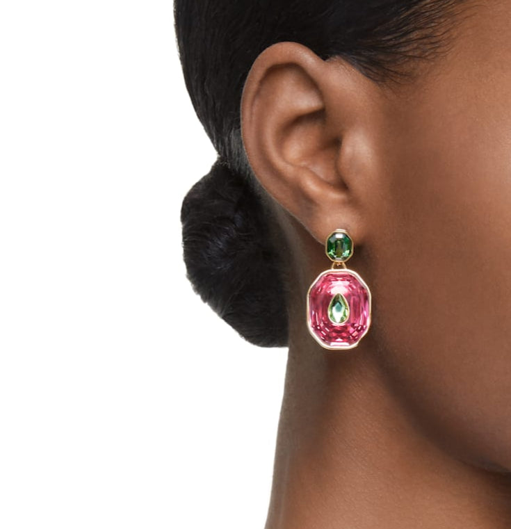 Swarovski Elegant Chroma Multicolored Gold-Tone Premium Drop Earrings