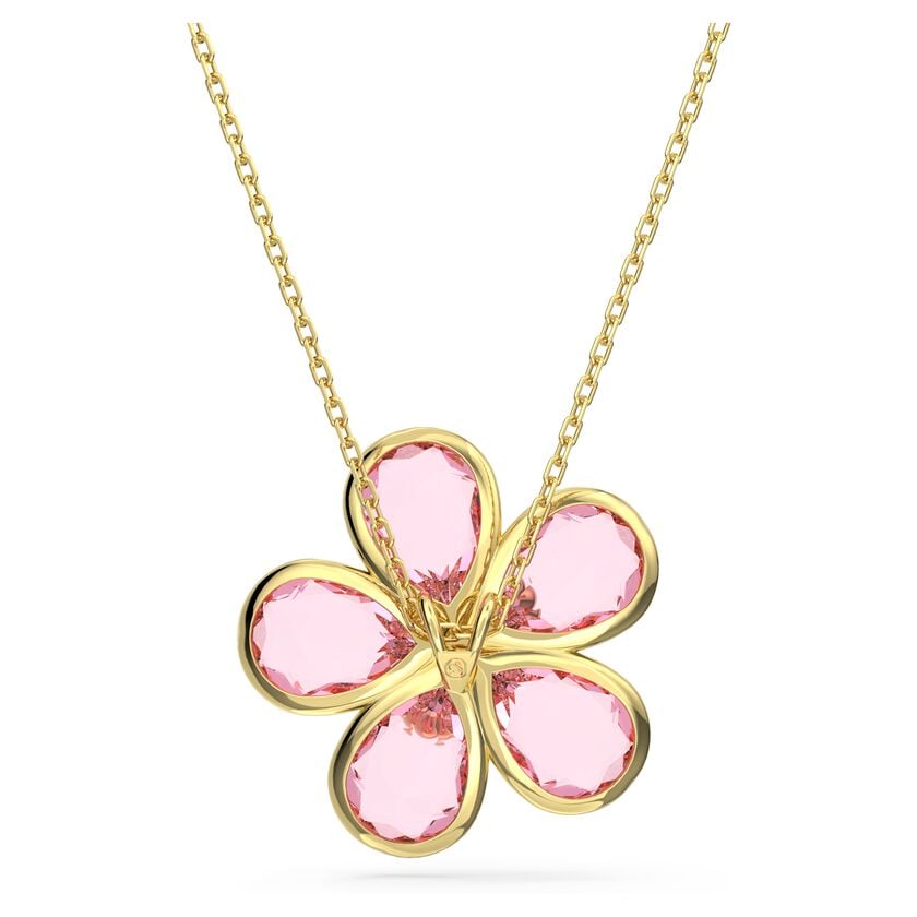 Swarovski Idyllia Small Pink Flower Pendant, Gold-Tone Plated, Elegant Crystal