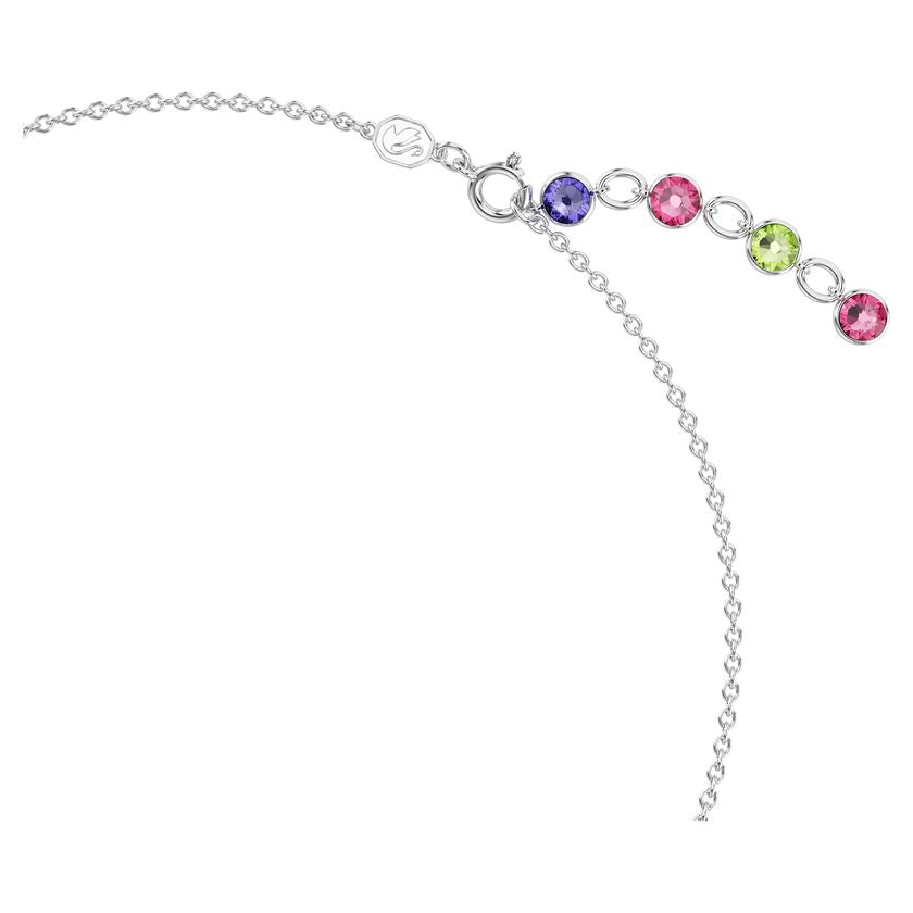 Swarovski Gema Multicolored Mixed-Cut Crystal Rhodium Plated Necklace, Elegant Jewelry
