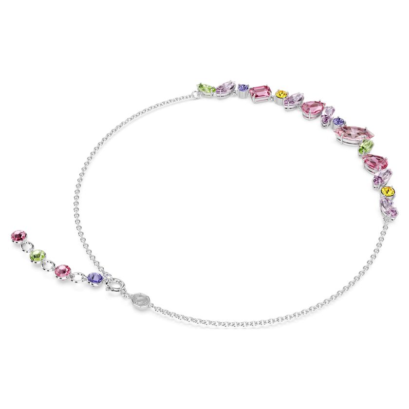 Swarovski Gema Multicolored Mixed-Cut Crystal Rhodium Plated Necklace, Elegant Jewelry