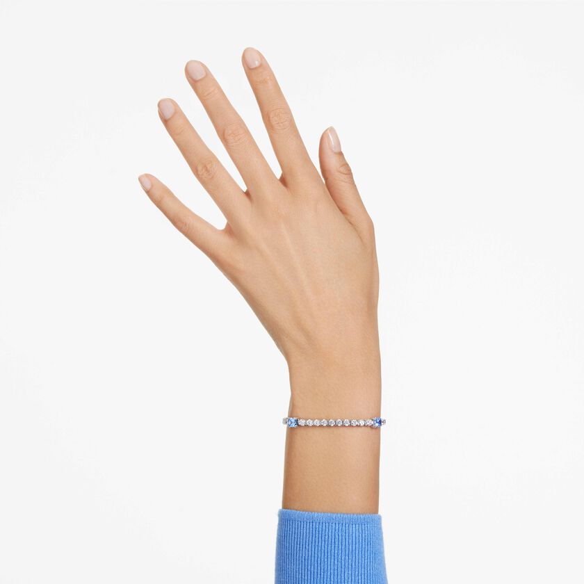 Swarovski Matrix Tennis Bracelet, Mixed Blue & Clear Crystals, Rhodium Plated