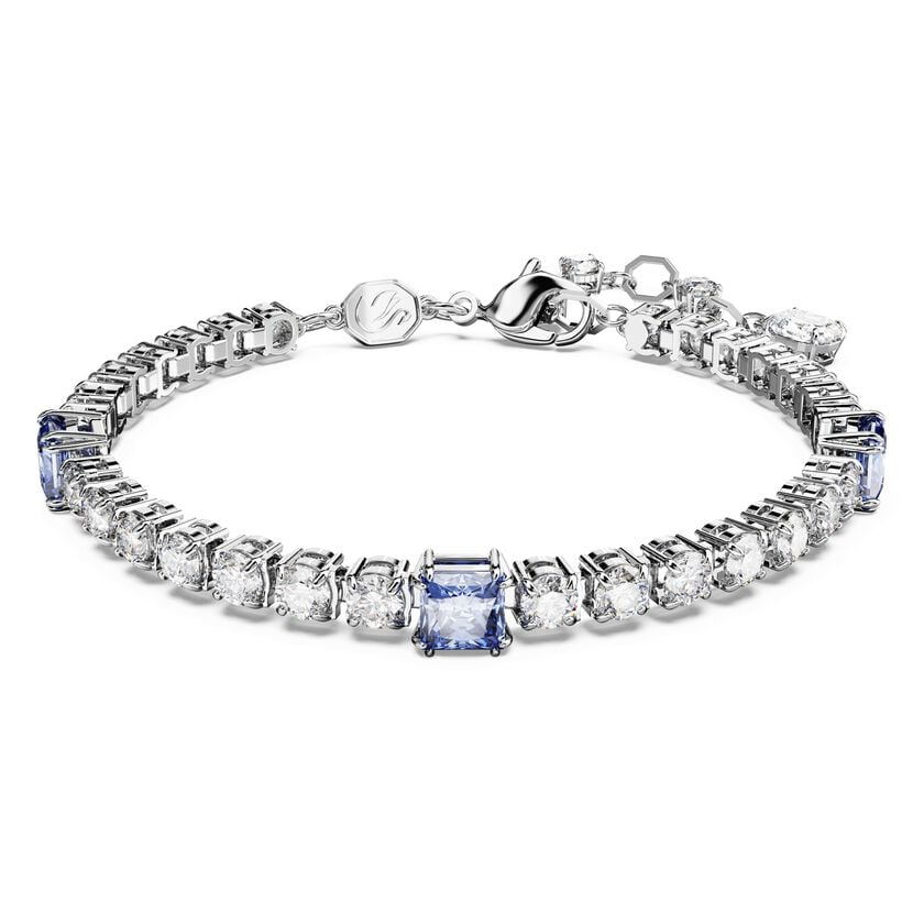 Swarovski Matrix Tennis Bracelet, Mixed Blue & Clear Crystals, Rhodium Plated