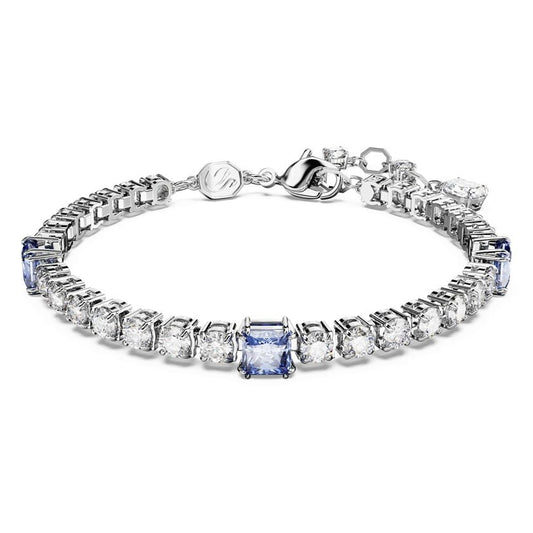 Swarovski Matrix Tennis Bracelet, Mixed Blue & Clear Crystals, Rhodium Plated