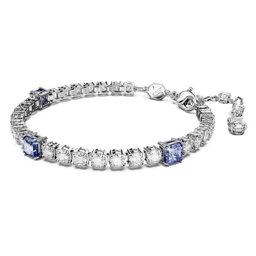 Swarovski Matrix Tennis Bracelet, Mixed Blue & Clear Crystals, Rhodium Plated