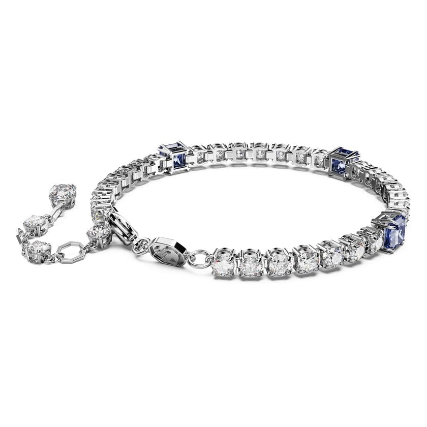 Swarovski Matrix Tennis Bracelet, Mixed Blue & Clear Crystals, Rhodium Plated