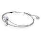 Swarovski Chroma Blue Mixed Cut Crystal Bangle, Rhodium Plated, Adjustable Fit