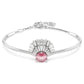 Elegant Pink Shell Crystal Bangle, Rhodium Plated Swarovski Idyllia Collection Bracelet