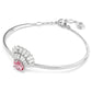 Elegant Pink Shell Crystal Bangle, Rhodium Plated Swarovski Idyllia Collection Bracelet