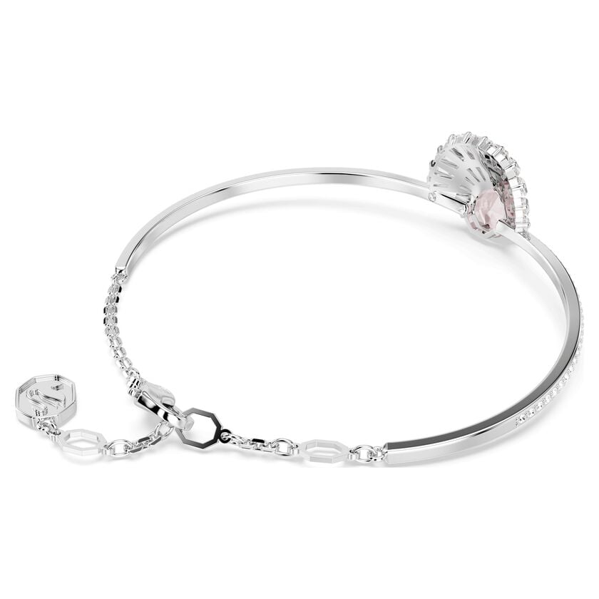 Elegant Pink Shell Crystal Bangle, Rhodium Plated Swarovski Idyllia Collection Bracelet