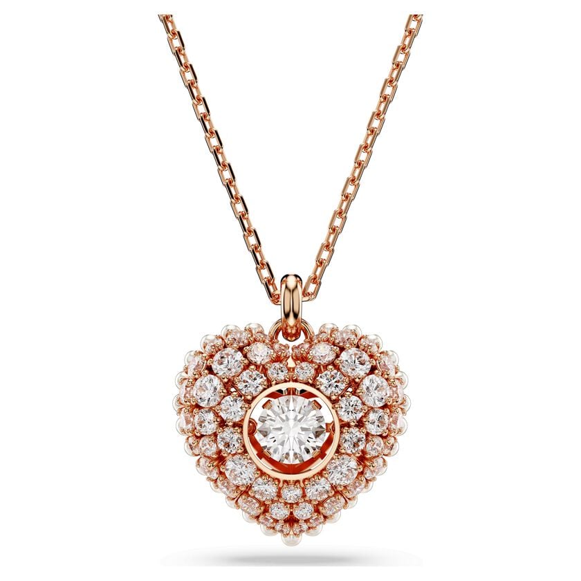 Swarovski Idyllia Heart Pendant: White Crystal Pearl, Rose Gold-Tone Plated Necklace