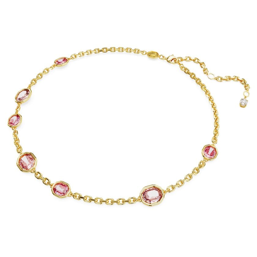 Swarovski Imber Octagon Cut Pink Crystal Gold-Tone Plated Necklace Elegant