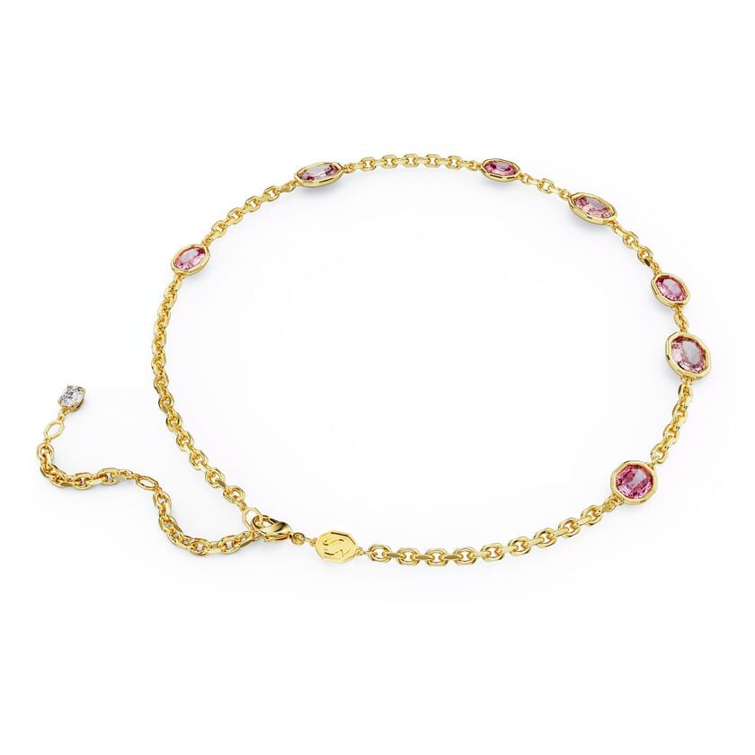 Swarovski Imber Octagon Cut Pink Crystal Gold-Tone Plated Necklace Elegant