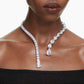 Swarovski Matrix Open Necklace, Mixed White Crystal, Rhodium Plated, Elegant Jewelry