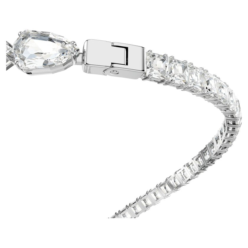 Swarovski Matrix Open Necklace, Mixed White Crystal, Rhodium Plated, Elegant Jewelry
